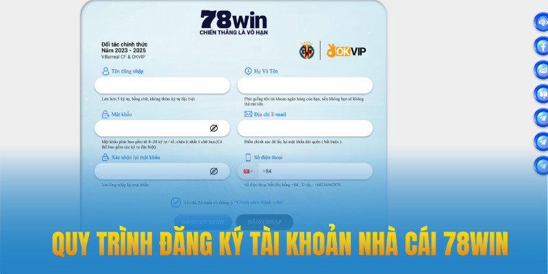 Quy trình tạo tài khoản 78win